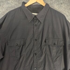 Work Shirt Uniform Works Mens Black 2XL Long Sleeve Button Up Utility Workwear